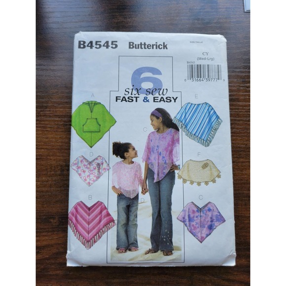 Vintage Butterick B4545 Pattern - Child's Poncho - Size Med-Large - Picture 1 of 2